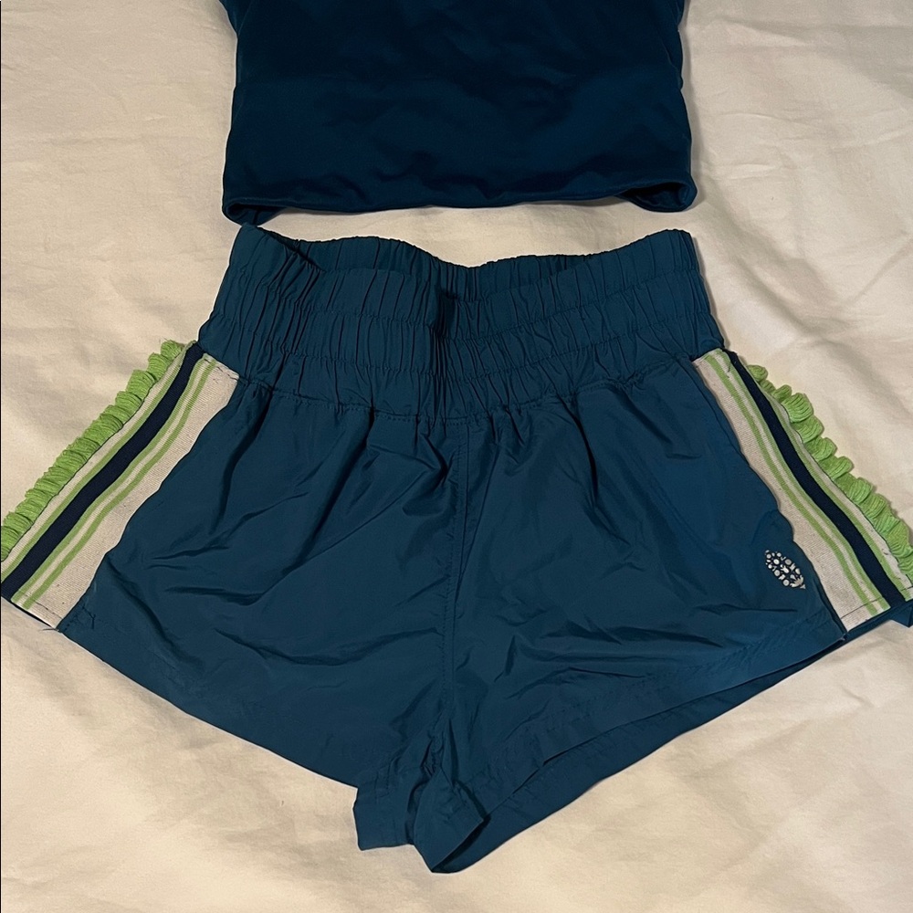 FP Movement by Free People Navy Sports Tank with Lime & White Stripe Detail - Picture 4 of 4
